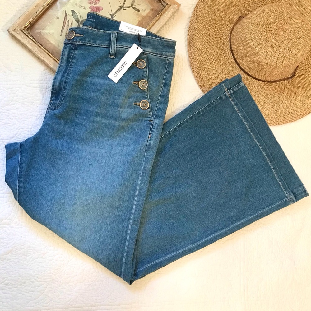 NWT Chico’s Button Flare Jean